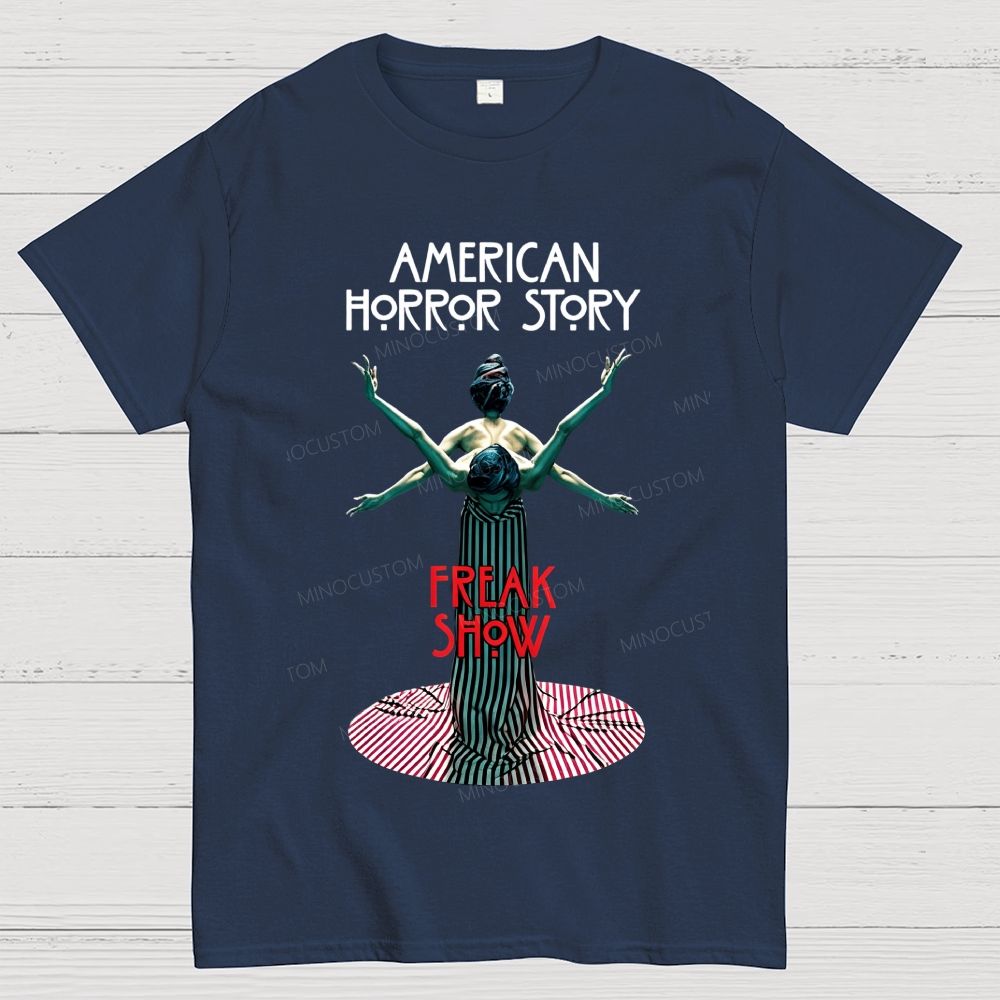 Retro Circus Freak Art Gothic Horror Cotton T-Shirt