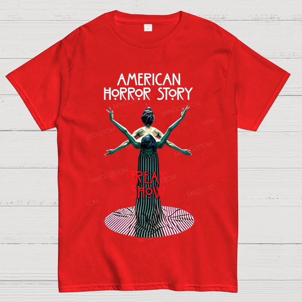 Retro Circus Freak Art Gothic Horror Cotton T-Shirt