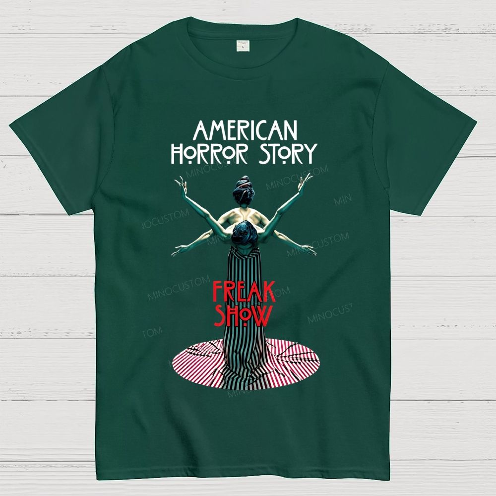 Retro Circus Freak Art Gothic Horror Cotton T-Shirt