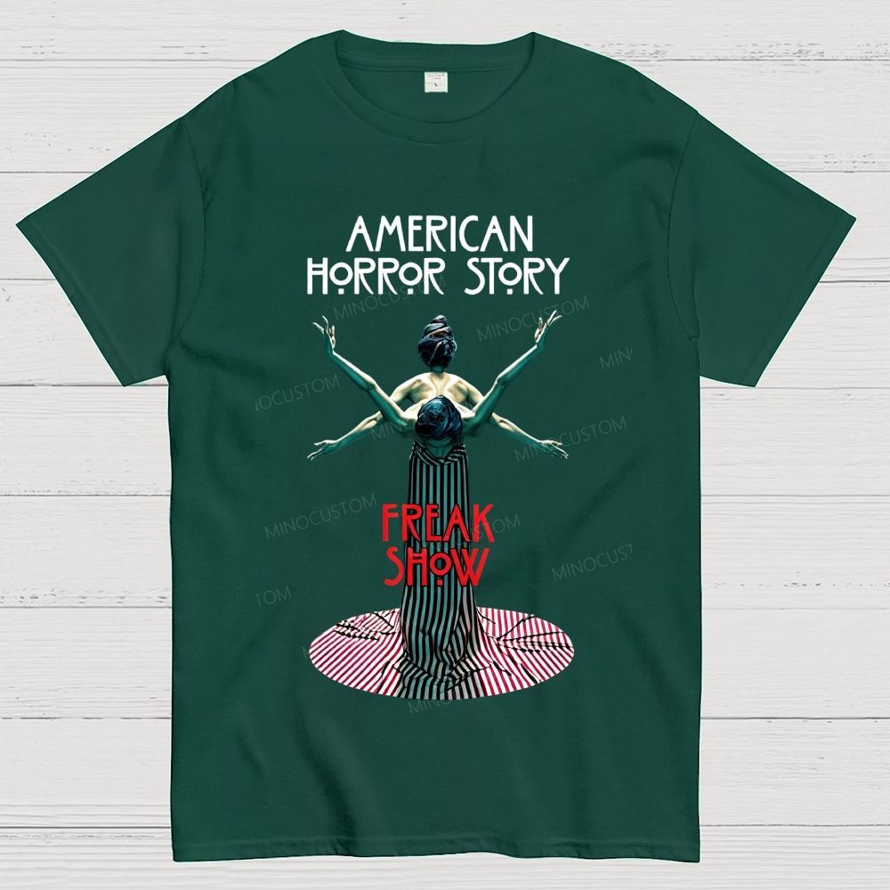 Retro Circus Freak Art Gothic Horror Cotton T-Shirt