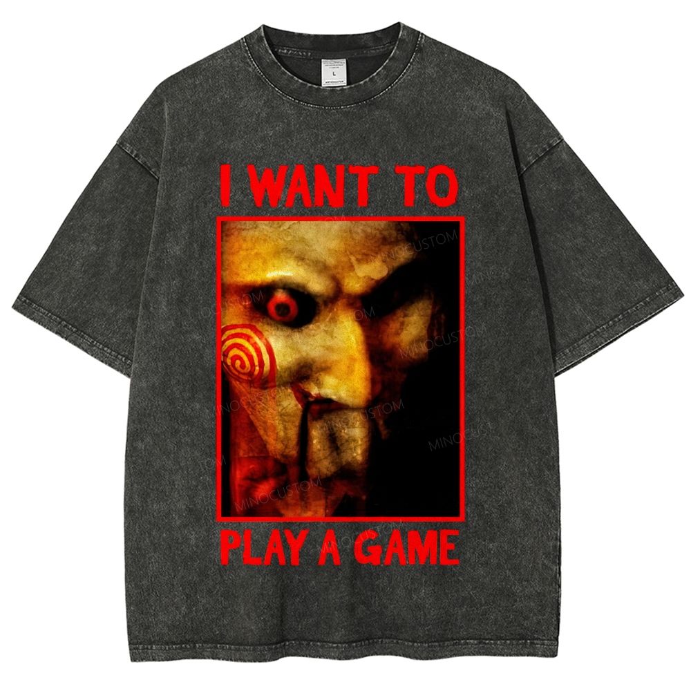 Creepy Masked Portrait Box‑Frame Graphic Unisex Fit Washed T-Shirt