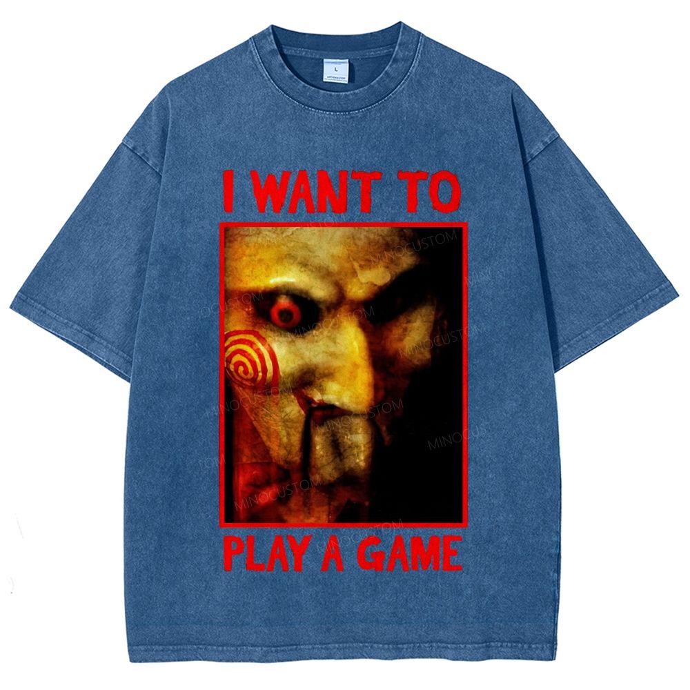 Creepy Masked Portrait Box‑Frame Graphic Unisex Fit Washed T-Shirt