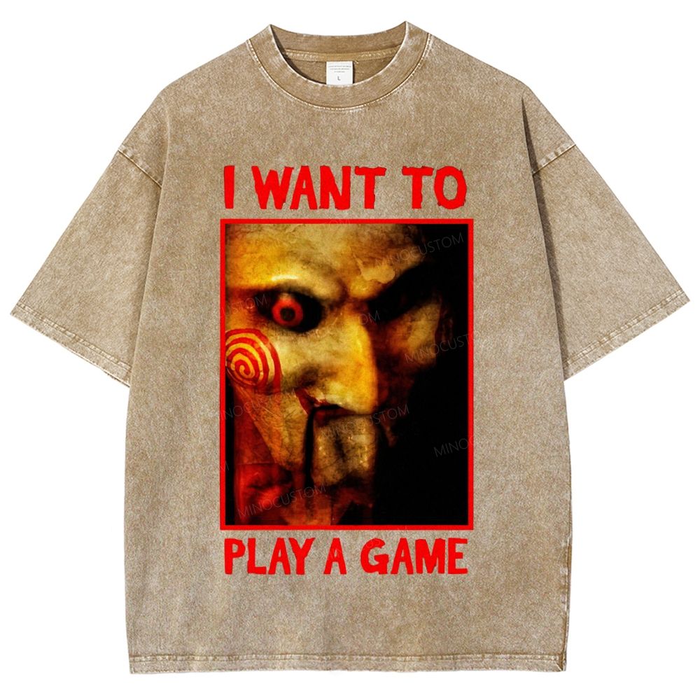 Creepy Masked Portrait Box‑Frame Graphic Unisex Fit Washed T-Shirt
