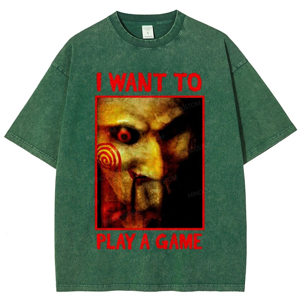 Creepy Masked Portrait Box‑Frame Graphic Unisex Fit Washed T-Shirt