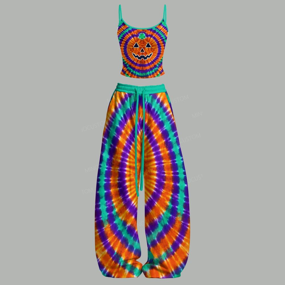 Psychedelic Skull Mushroom Planet Top & Elasticated Trousers Two-Piece Set