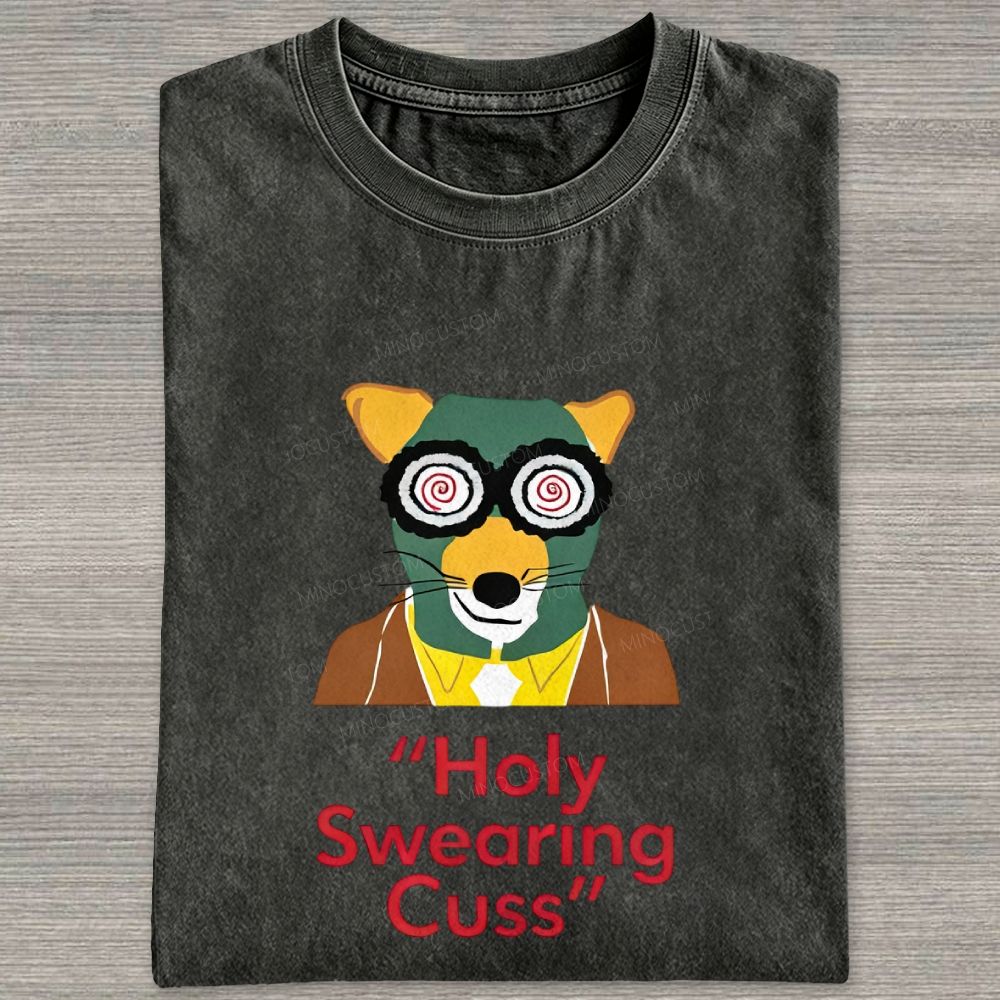 Retro Animal Detective Mask Character Graphic Washed T-shirt