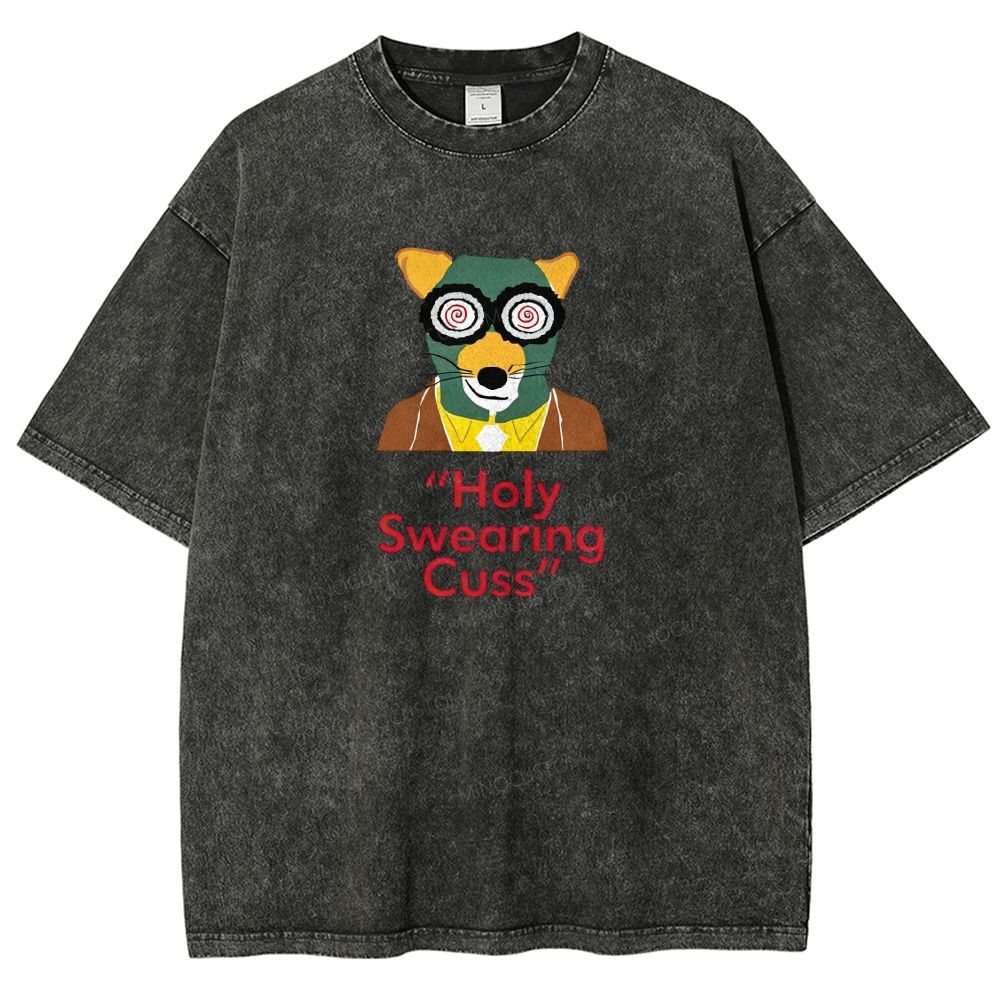 Retro Animal Detective Mask Character Graphic Washed T-shirt