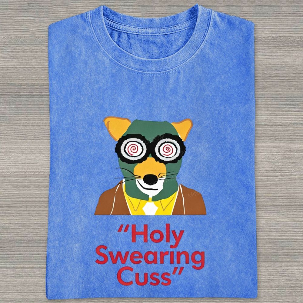 Retro Animal Detective Mask Character Graphic Washed T-shirt