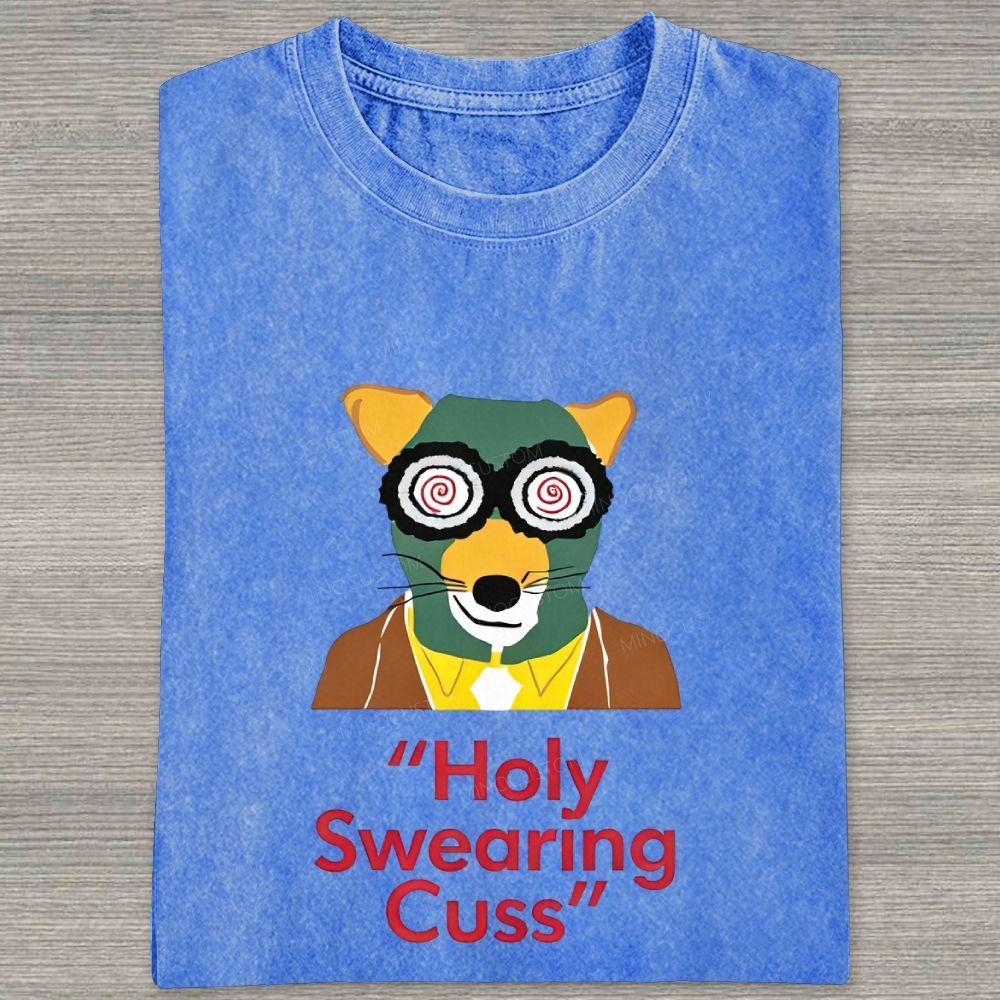 Retro Animal Detective Mask Character Graphic Washed T-shirt