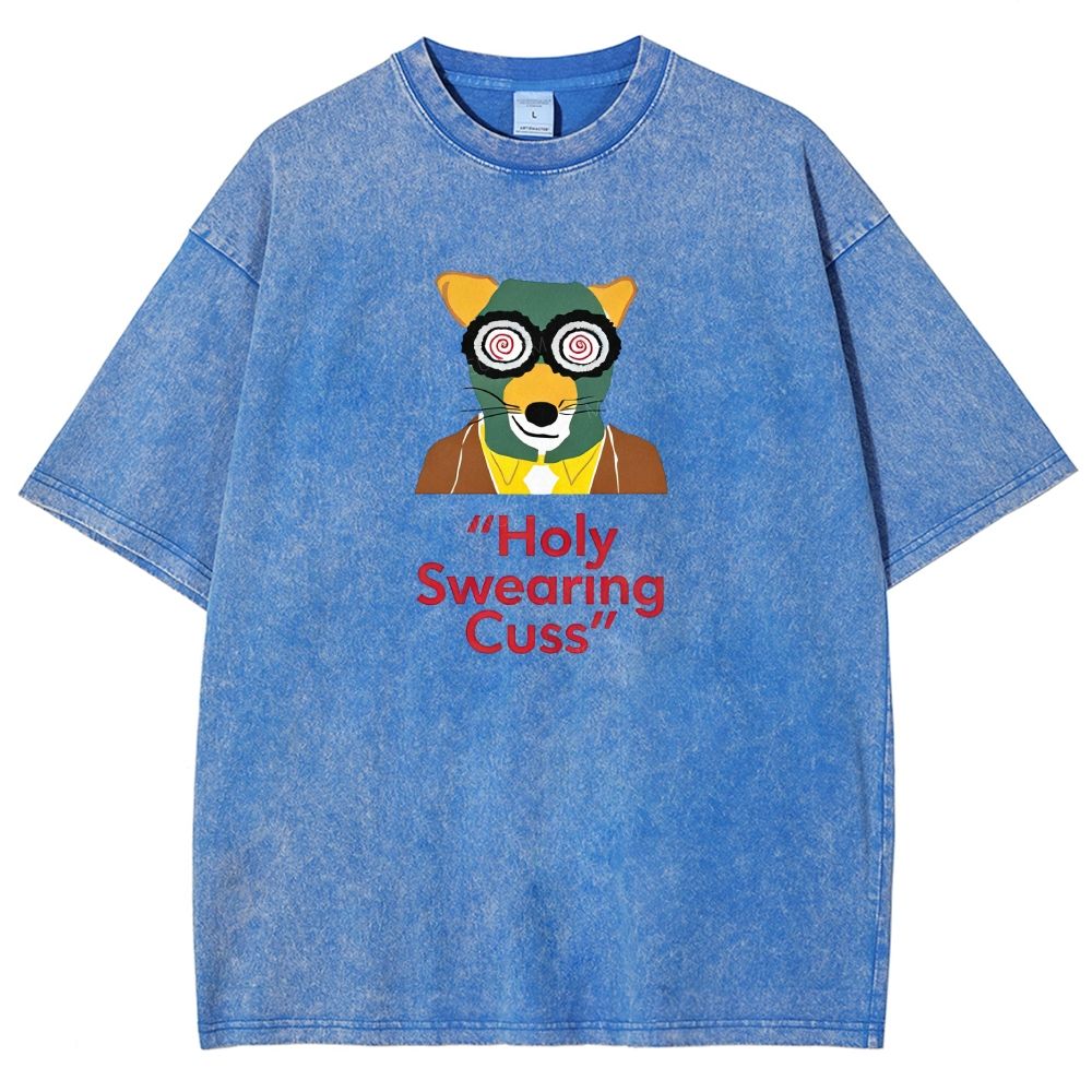 Retro Animal Detective Mask Character Graphic Washed T-shirt