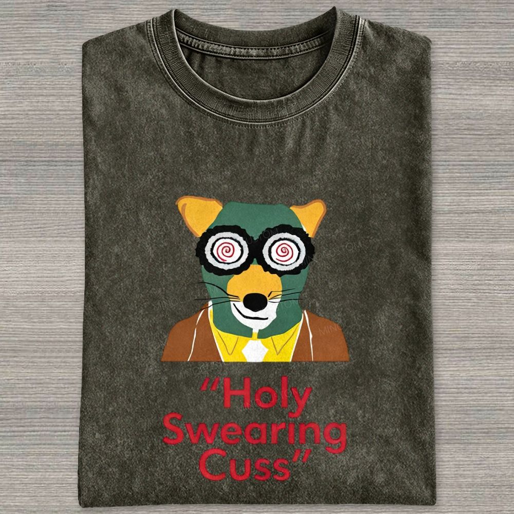 Retro Animal Detective Mask Character Graphic Washed T-shirt