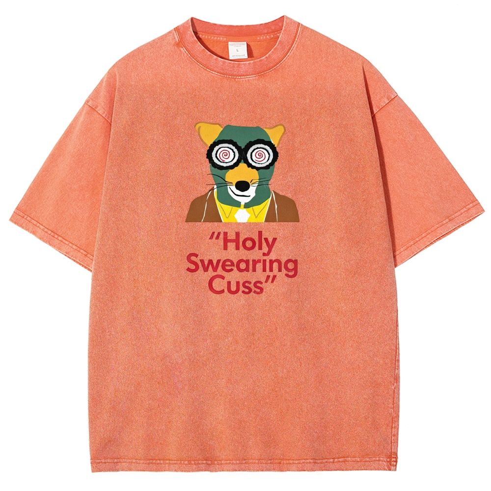 Retro Animal Detective Mask Character Graphic Washed T-shirt