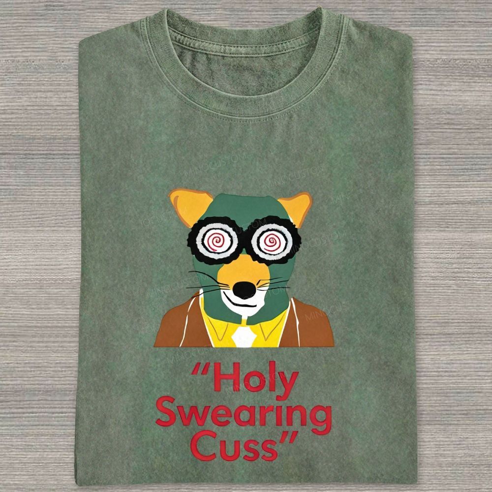 Retro Animal Detective Mask Character Graphic Washed T-shirt
