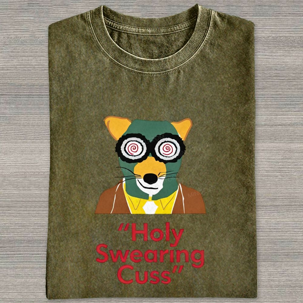 Retro Animal Detective Mask Character Graphic Washed T-shirt