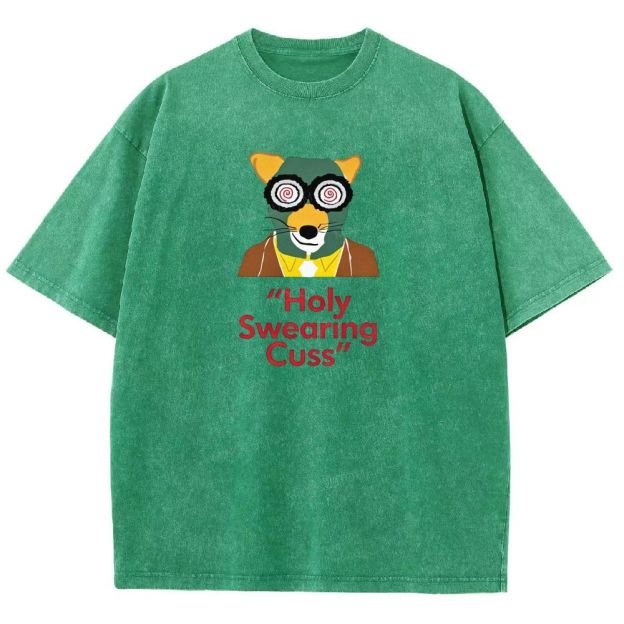 Retro Animal Detective Mask Character Graphic Washed T-shirt
