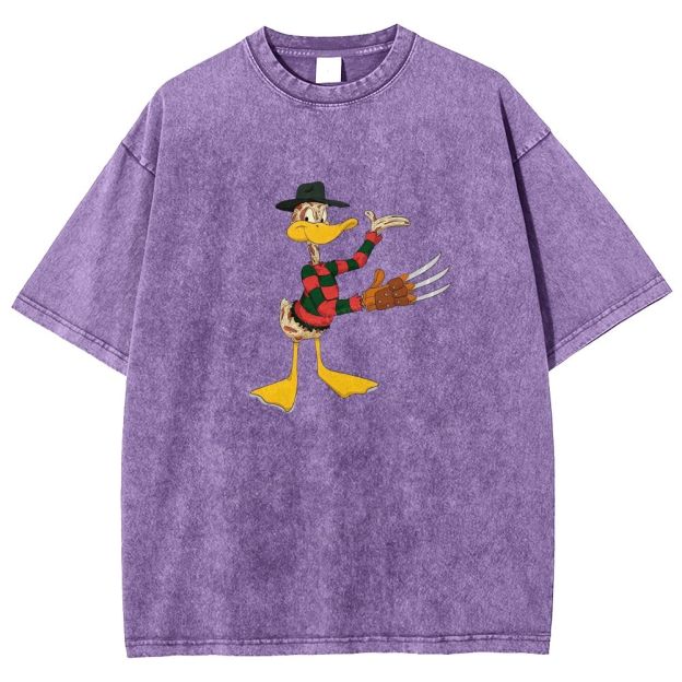 Horror Hybrid Duck Character With Claw Glove Washed T-shirt