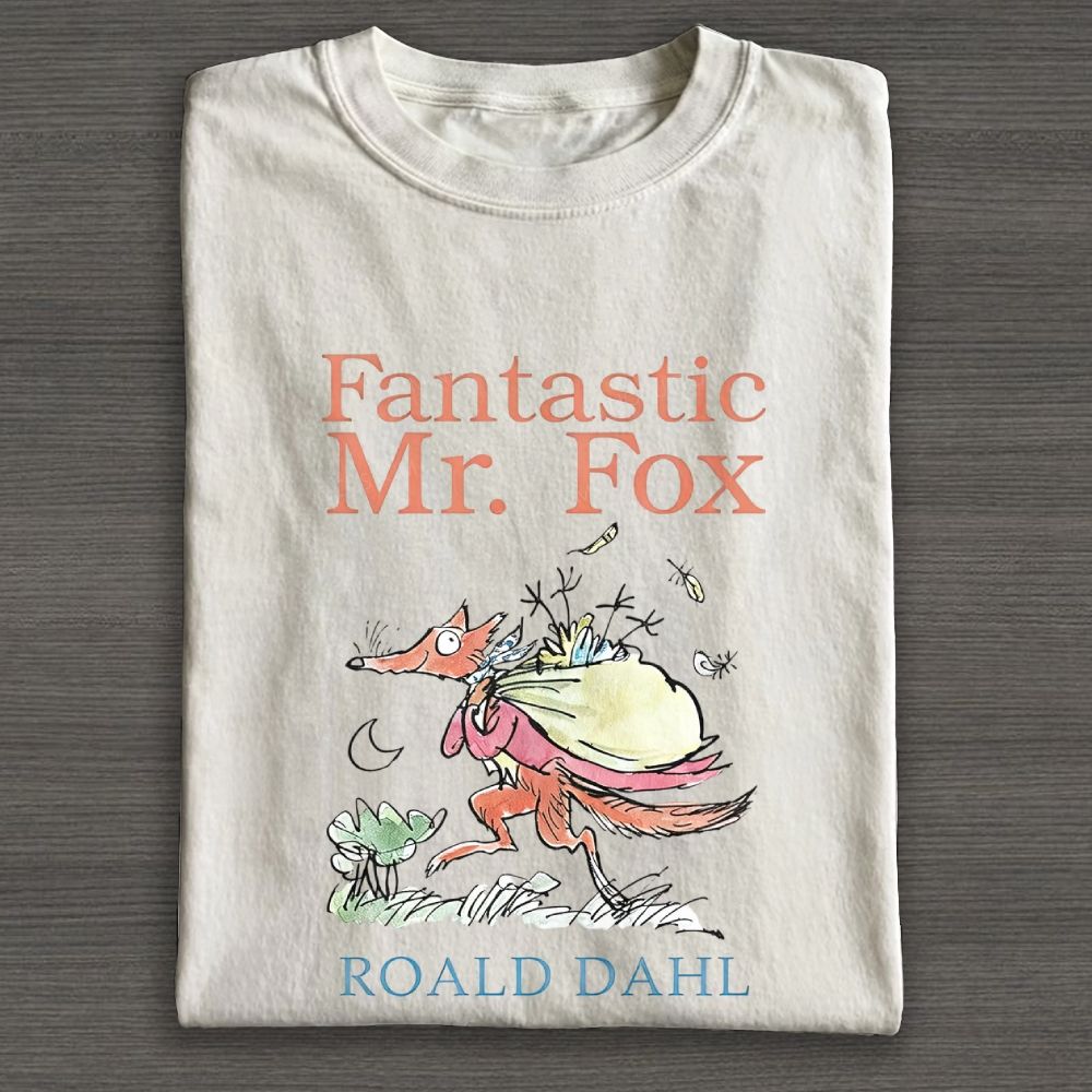 Vintage Book Art Fox Carrying Sack Graphic Cotton T-shirt