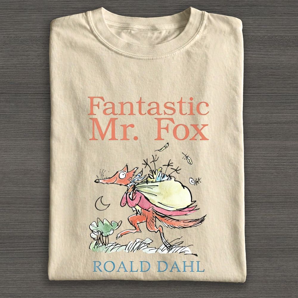 Vintage Book Art Fox Carrying Sack Graphic Cotton T-shirt