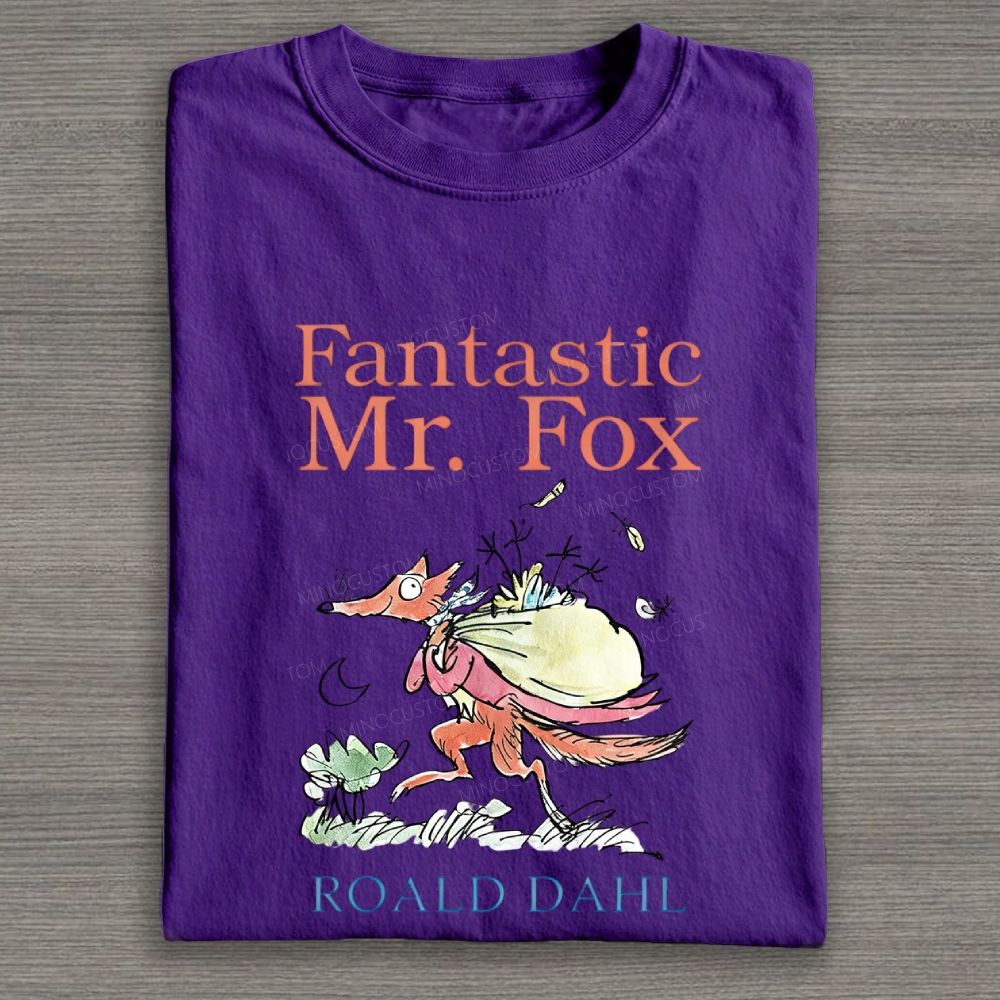 Vintage Book Art Fox Carrying Sack Graphic Cotton T-shirt