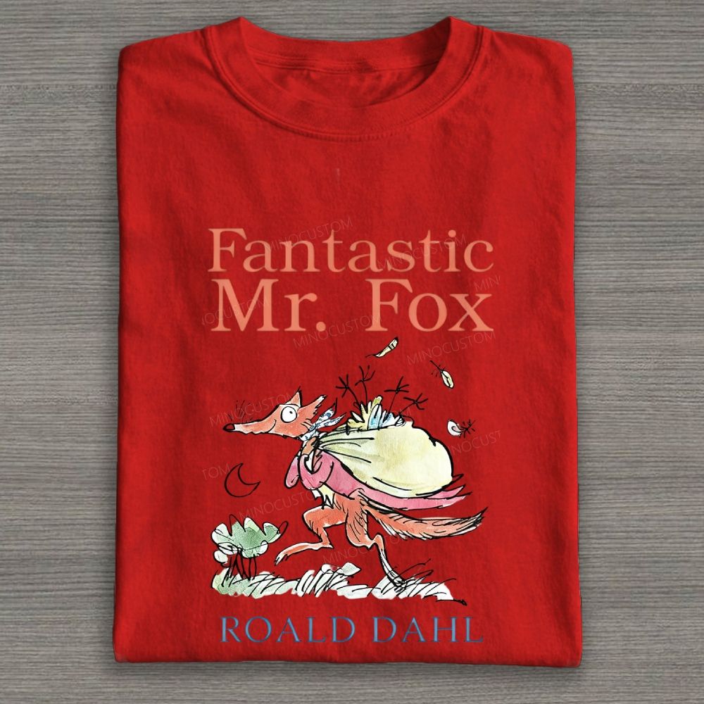 Vintage Book Art Fox Carrying Sack Graphic Cotton T-shirt