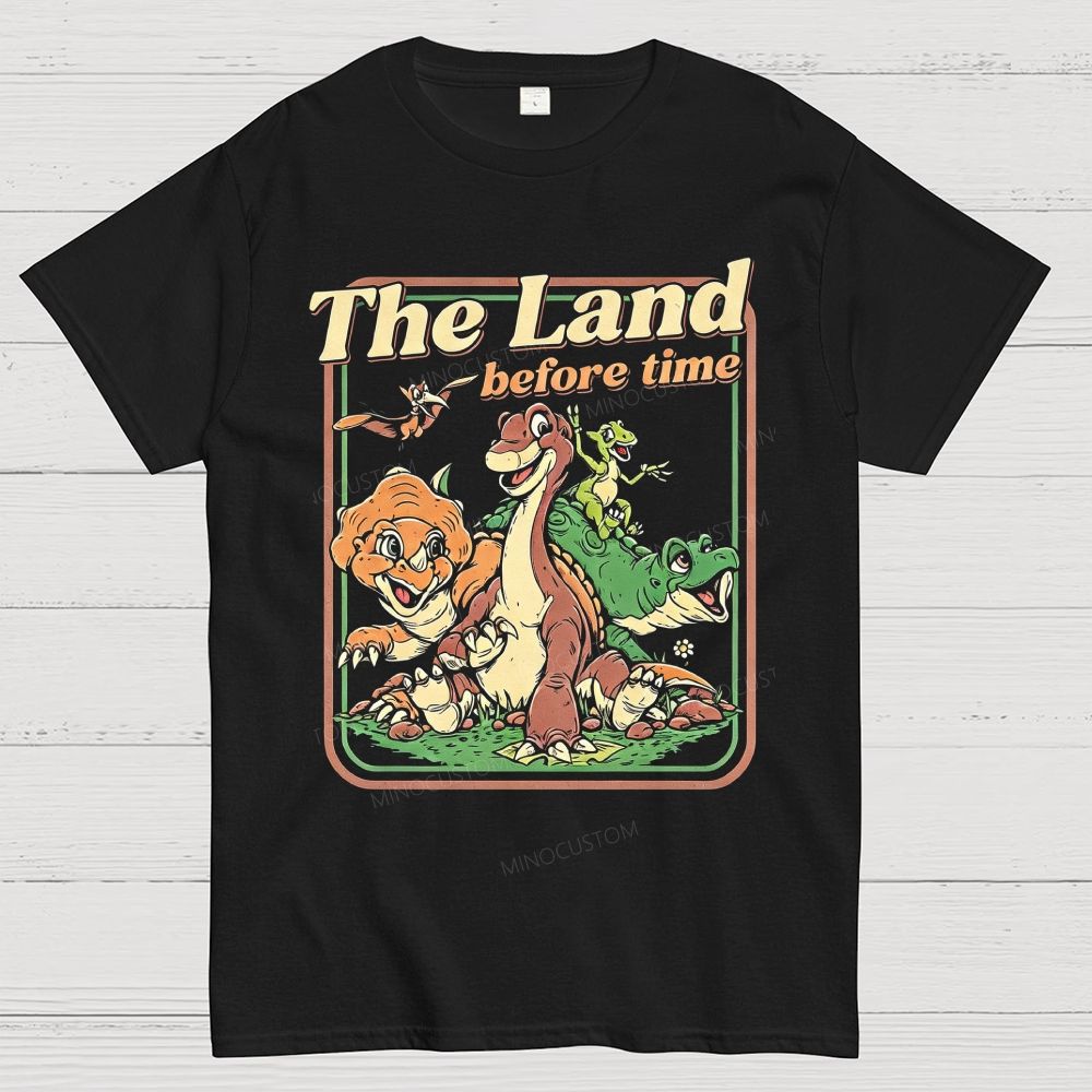 Vintage Retro Dinosaur Crew Group Graphic Cotton T-Shirt