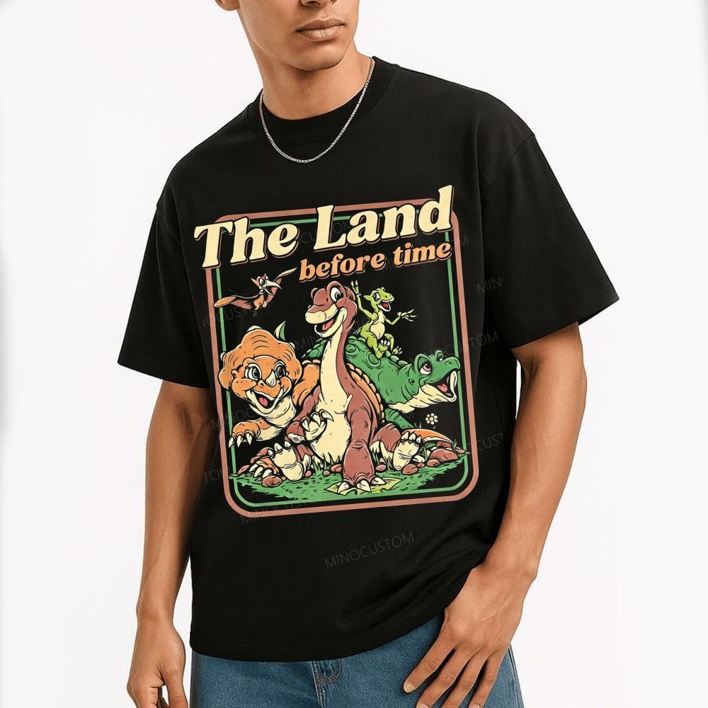 Vintage Retro Dinosaur Crew Group Graphic Cotton T-Shirt