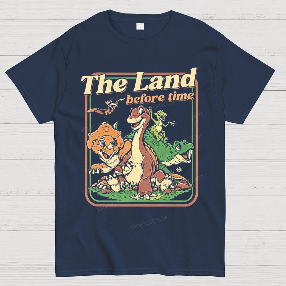 Vintage Retro Dinosaur Crew Group Graphic Cotton T-Shirt