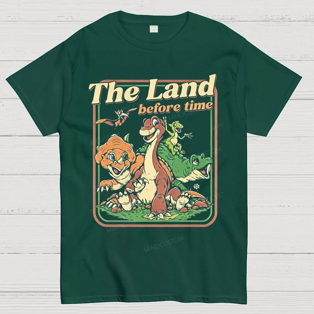 Vintage Retro Dinosaur Crew Group Graphic Cotton T-Shirt