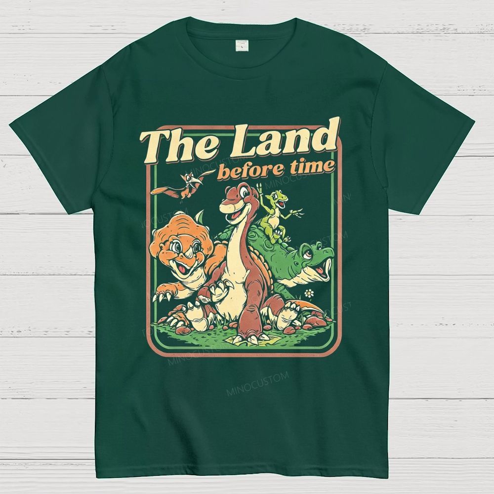 Vintage Retro Dinosaur Crew Group Graphic Cotton T-Shirt