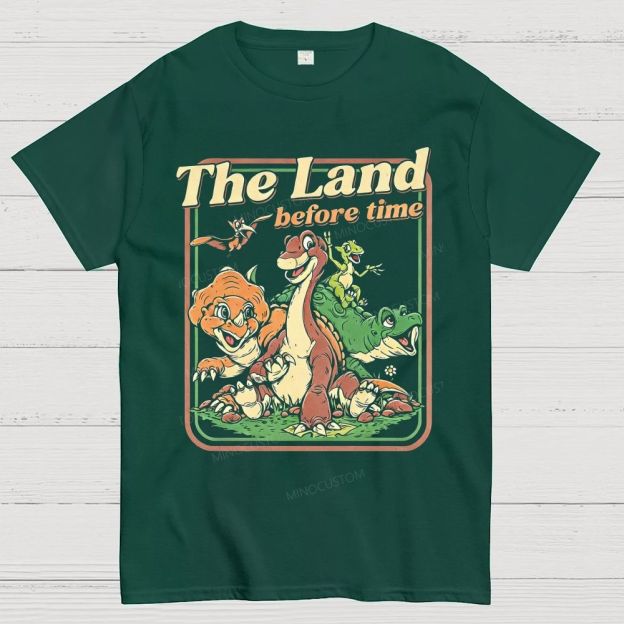 Vintage Retro Dinosaur Crew Group Graphic Cotton T-Shirt