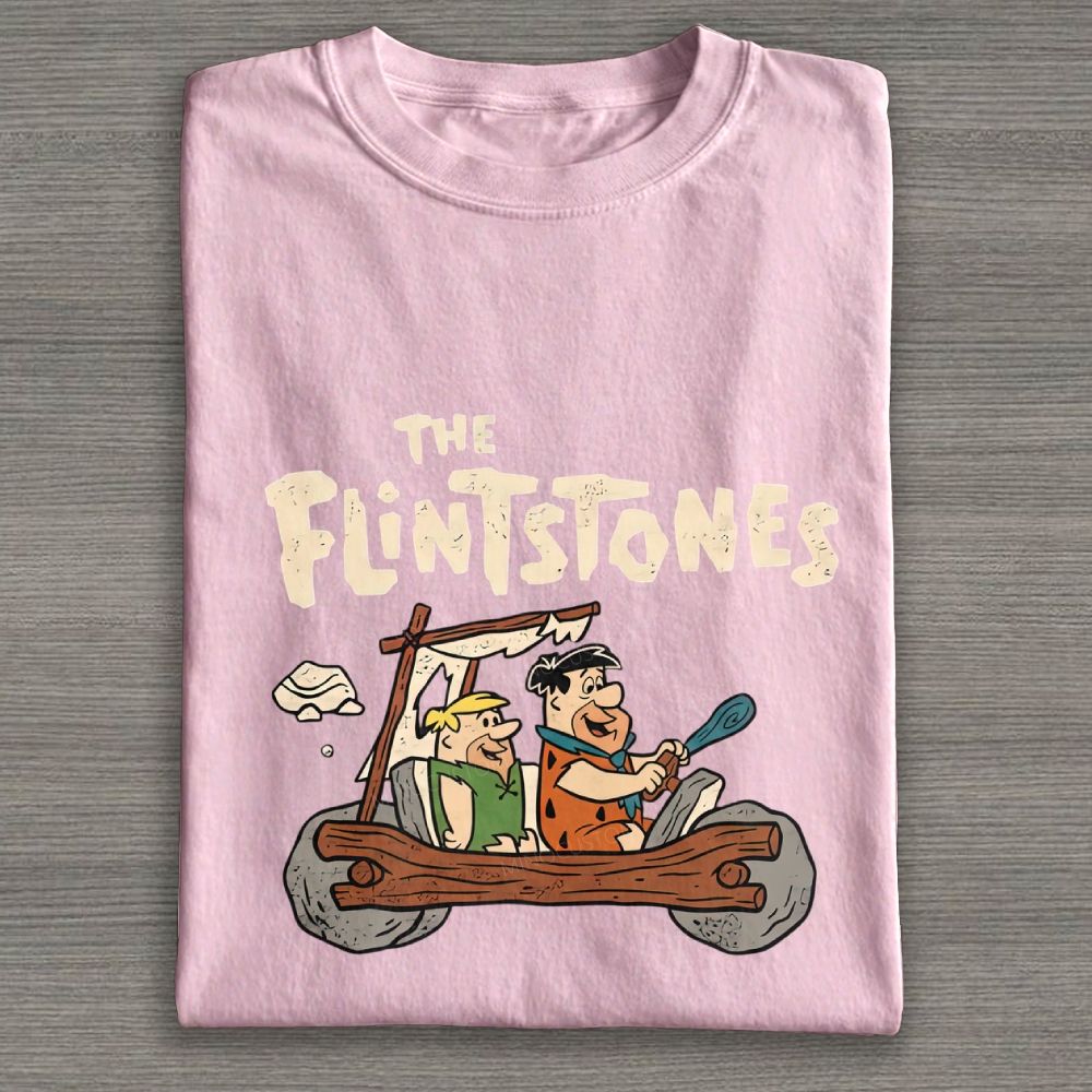 Vintage Stone Age Caveman Driving Stone Car Cotton T-shirt