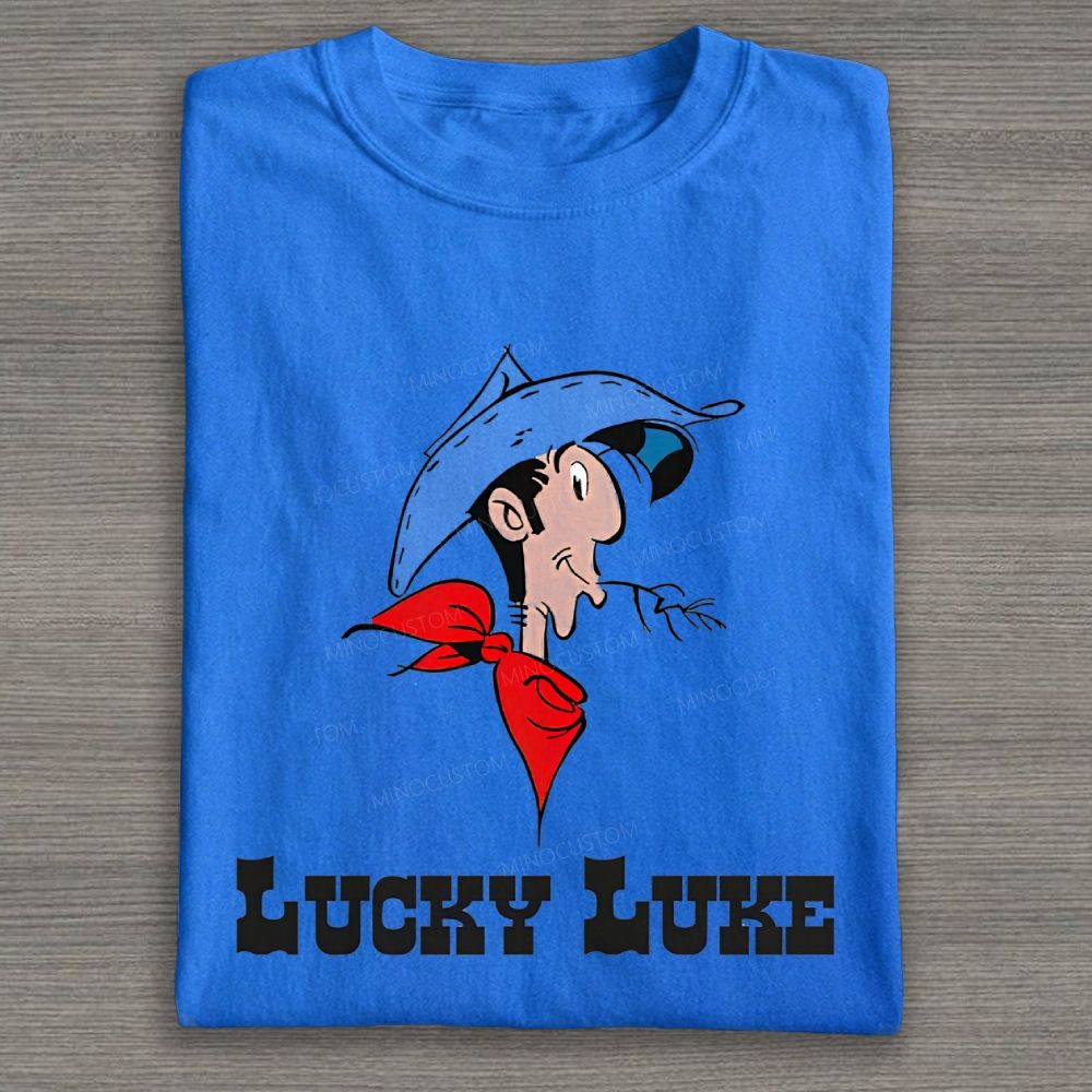 Vintage Retro Western Cowboy Portrait Graphic Cotton T-shirt