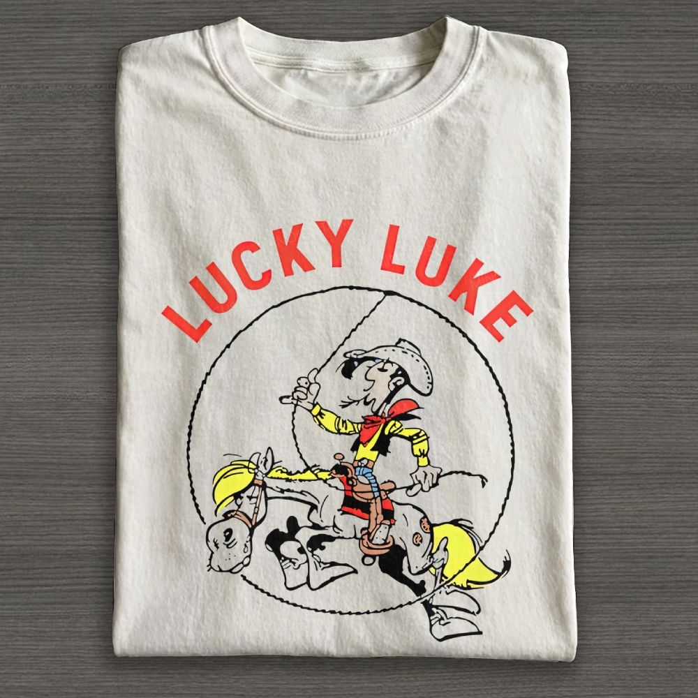 Vintage Wild West Cowboy On Horse Lasso Graphic Cotton T-shirt