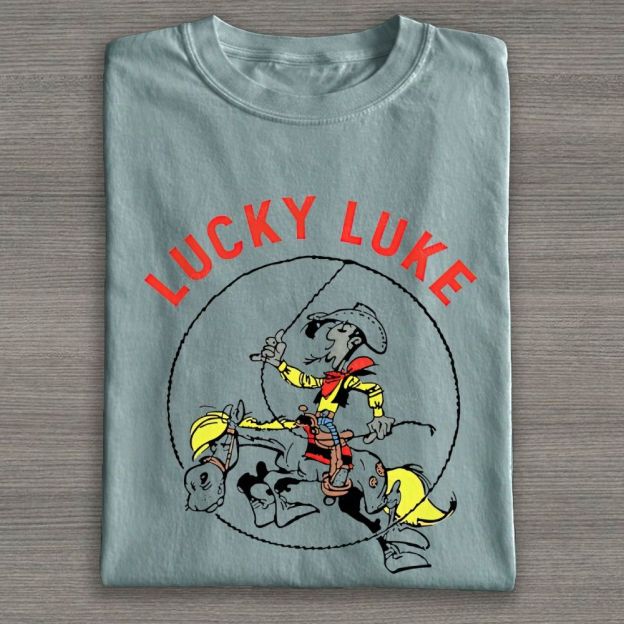 Vintage Wild West Cowboy On Horse Lasso Graphic Cotton T-shirt
