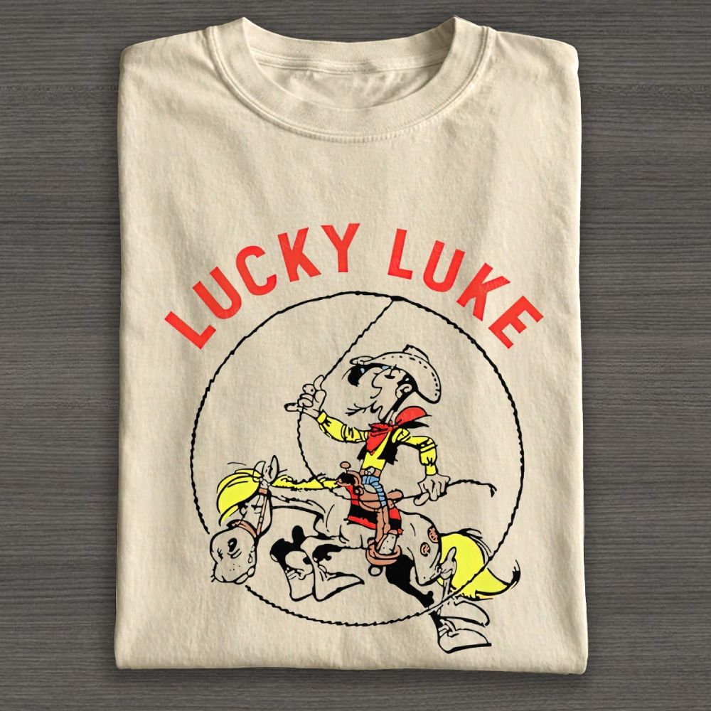 Vintage Wild West Cowboy On Horse Lasso Graphic Cotton T-shirt
