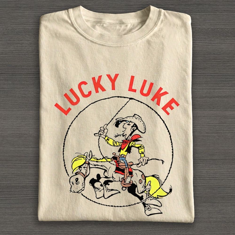 Vintage Wild West Cowboy On Horse Lasso Graphic Cotton T-shirt