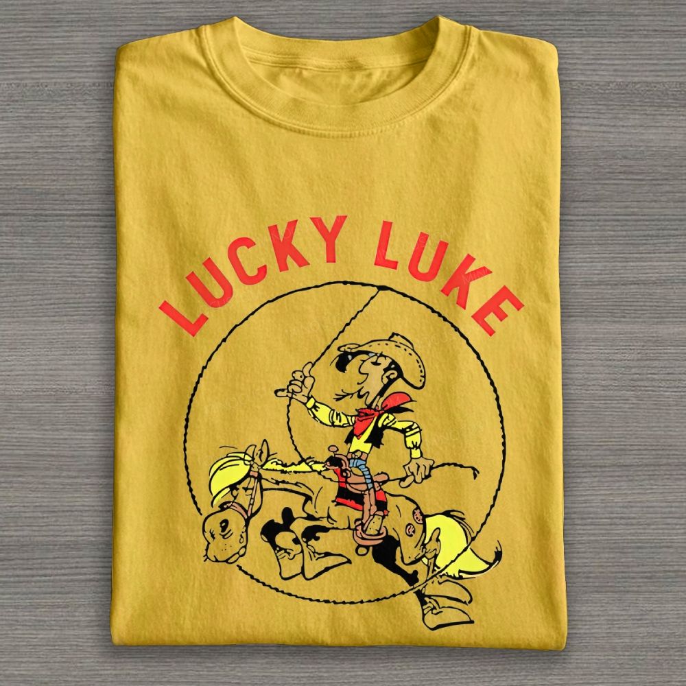 Vintage Wild West Cowboy On Horse Lasso Graphic Cotton T-shirt