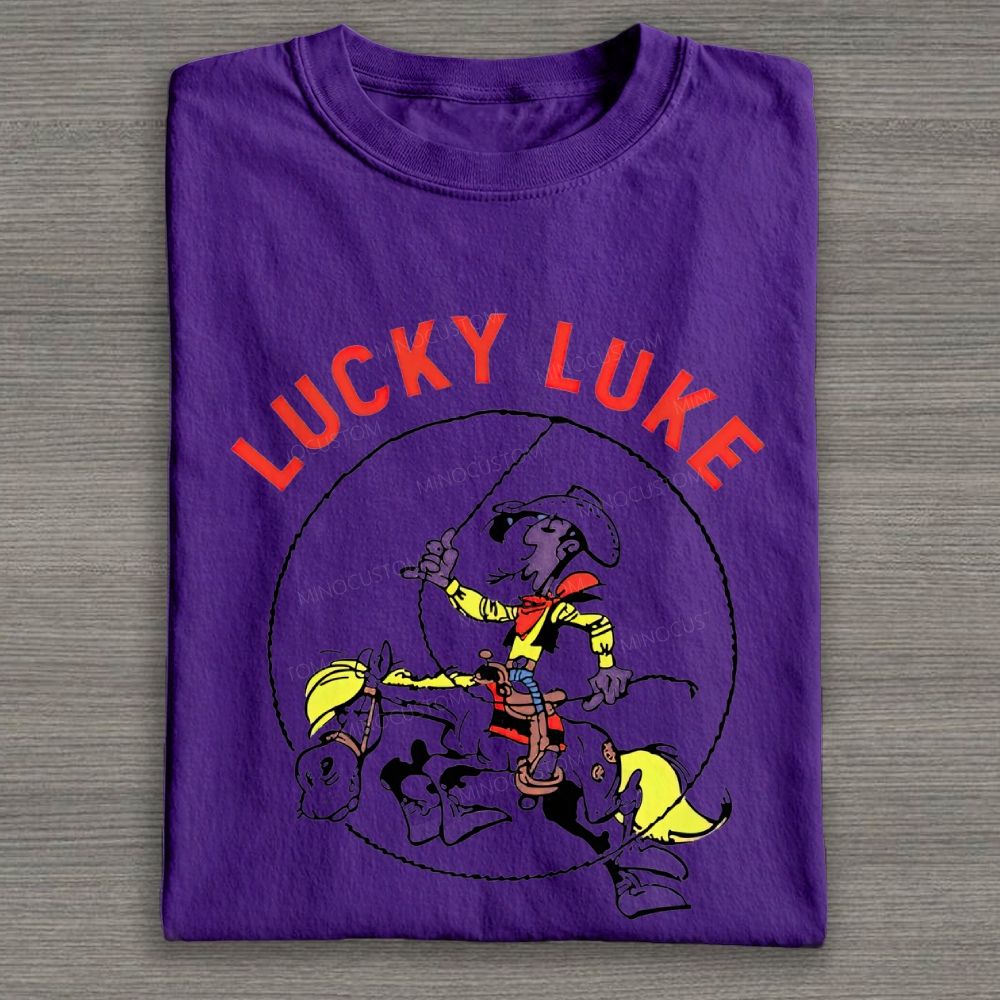 Vintage Wild West Cowboy On Horse Lasso Graphic Cotton T-shirt
