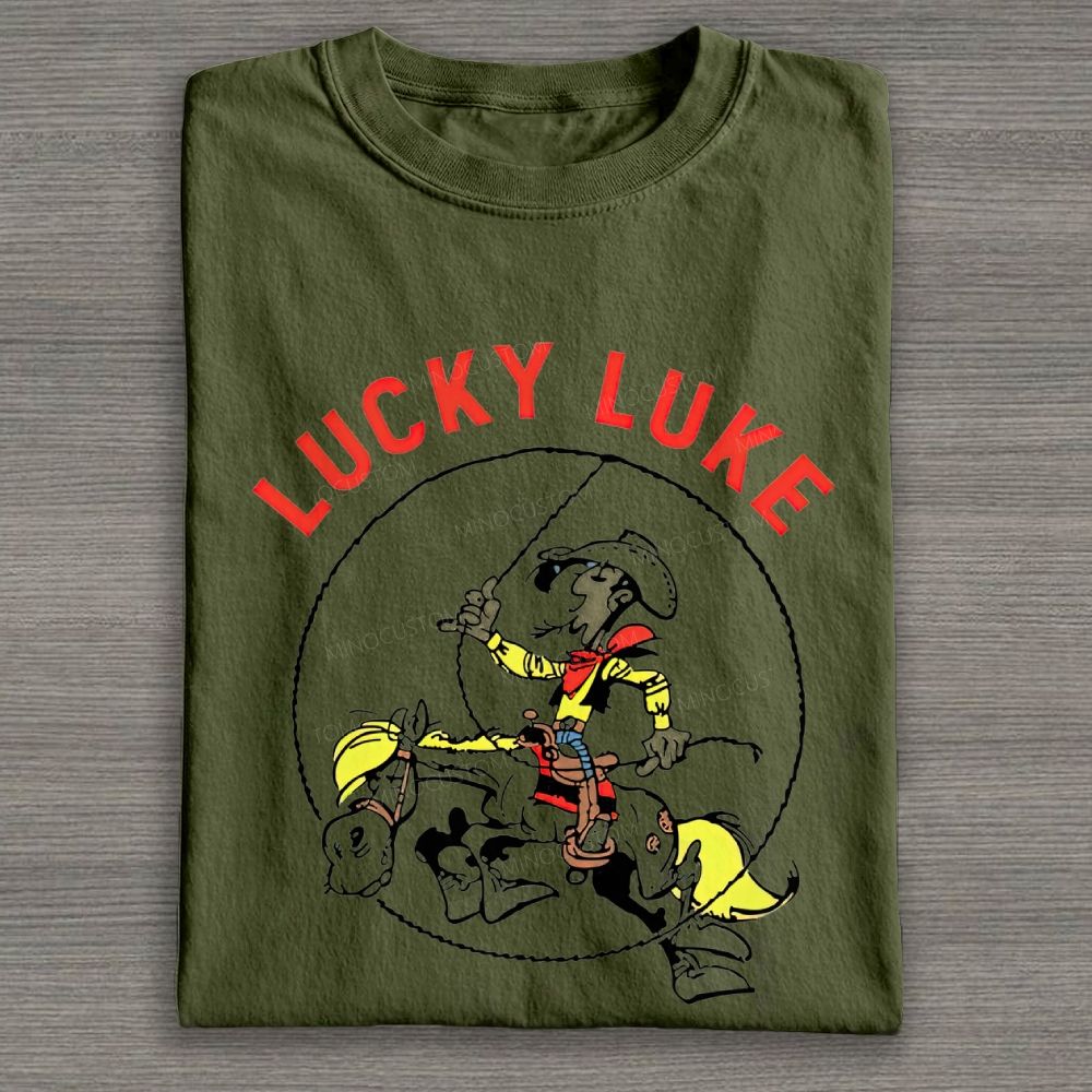 Vintage Wild West Cowboy On Horse Lasso Graphic Cotton T-shirt