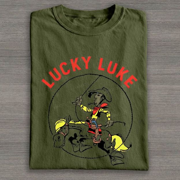 Vintage Wild West Cowboy On Horse Lasso Graphic Cotton T-shirt