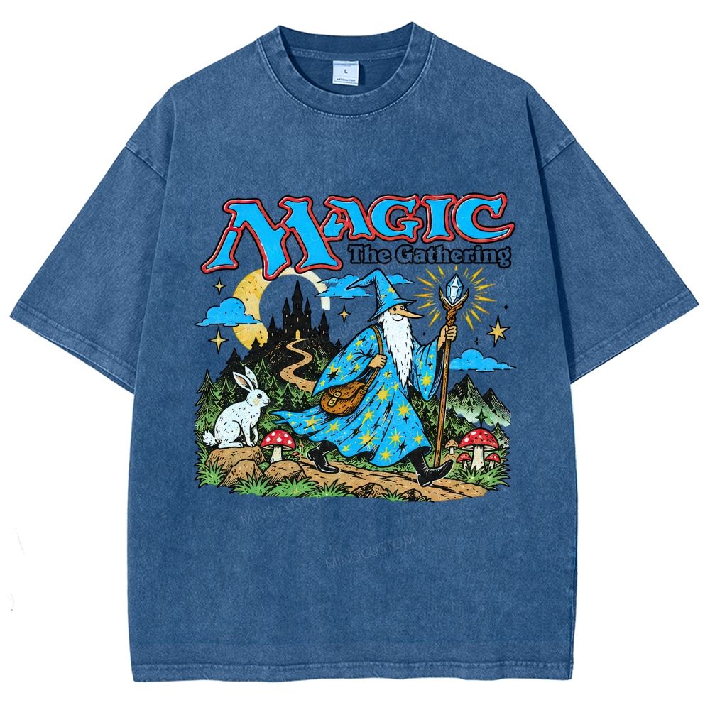Retro Fantasy Forest Mage Unisex Fit Washed T-Shirt
