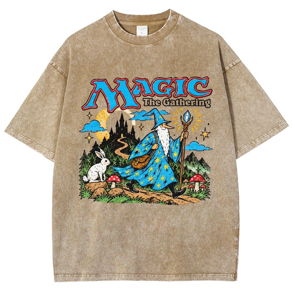Retro Fantasy Forest Mage Unisex Fit Washed T-Shirt
