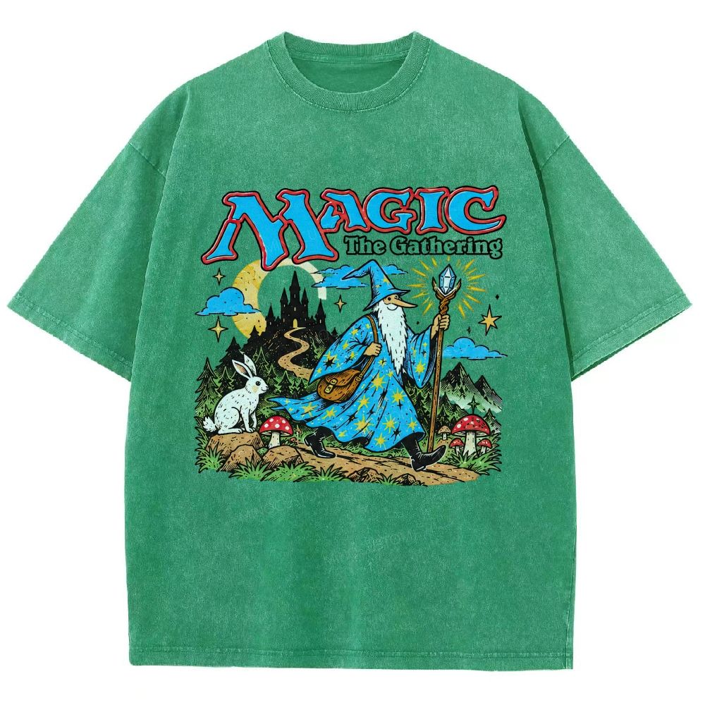 Retro Fantasy Forest Mage Unisex Fit Washed T-Shirt