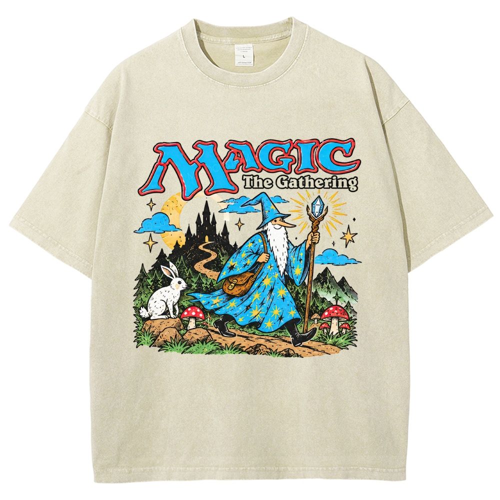 Retro Fantasy Forest Mage Unisex Fit Washed T-Shirt