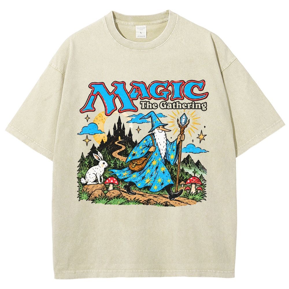 Retro Fantasy Forest Mage Unisex Fit Washed T-Shirt