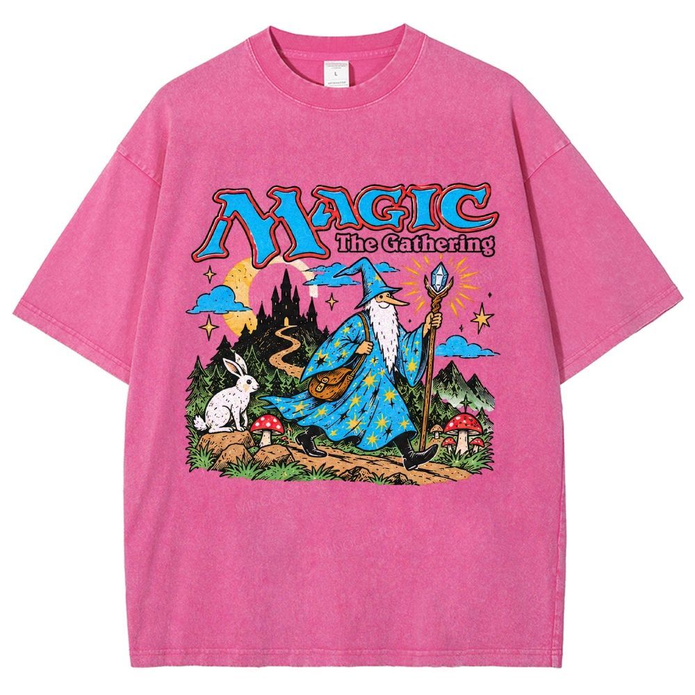 Retro Fantasy Forest Mage Unisex Fit Washed T-Shirt