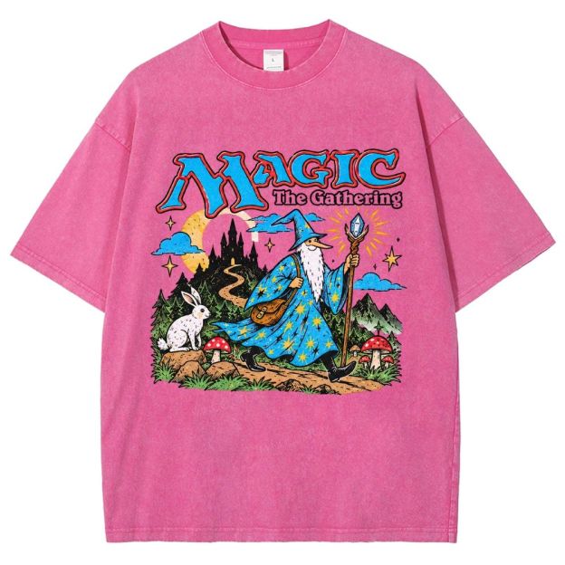 Retro Fantasy Forest Mage Unisex Fit Washed T-Shirt