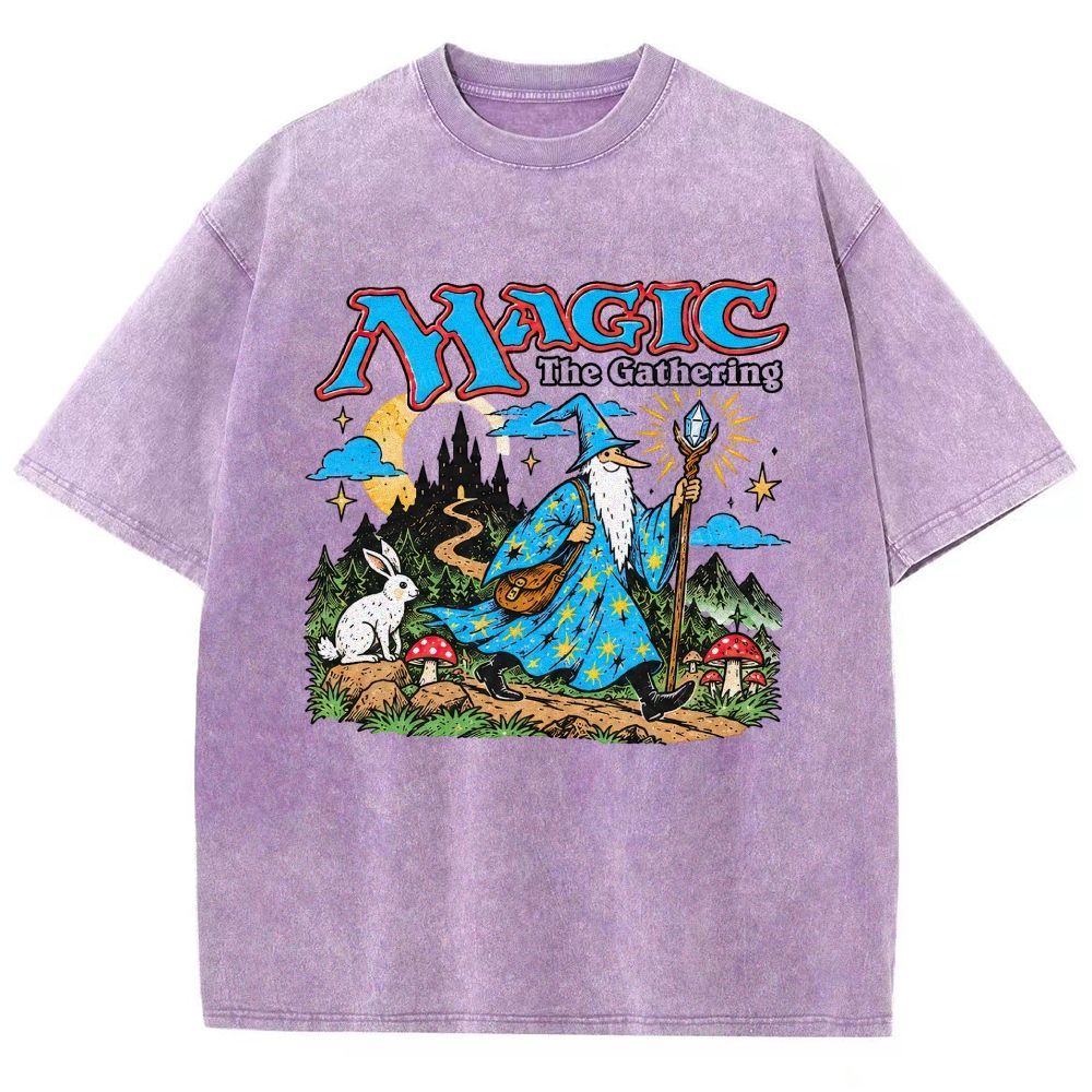 Retro Fantasy Forest Mage Unisex Fit Washed T-Shirt