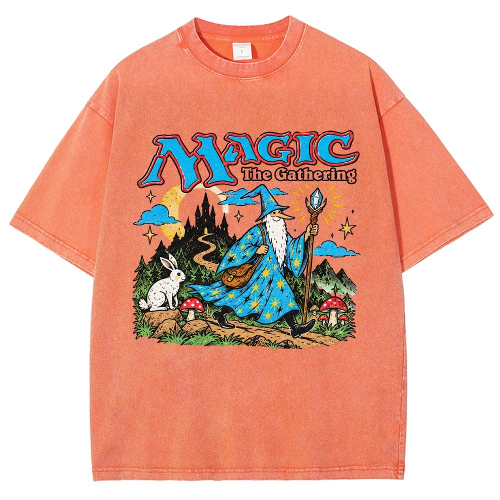 Retro Fantasy Forest Mage Unisex Fit Washed T-Shirt
