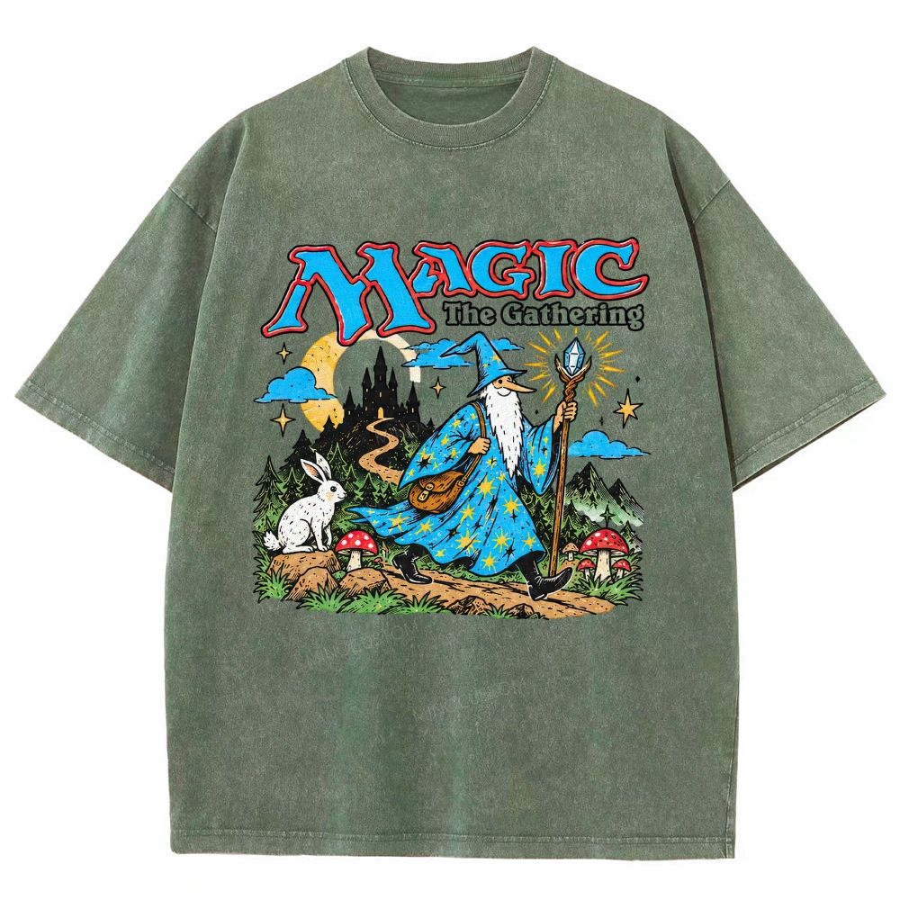 Retro Fantasy Forest Mage Unisex Fit Washed T-Shirt
